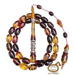 Gümüş Nakkaş İmame-Hitameli Ateş Kehribar Tesbih Lt1448