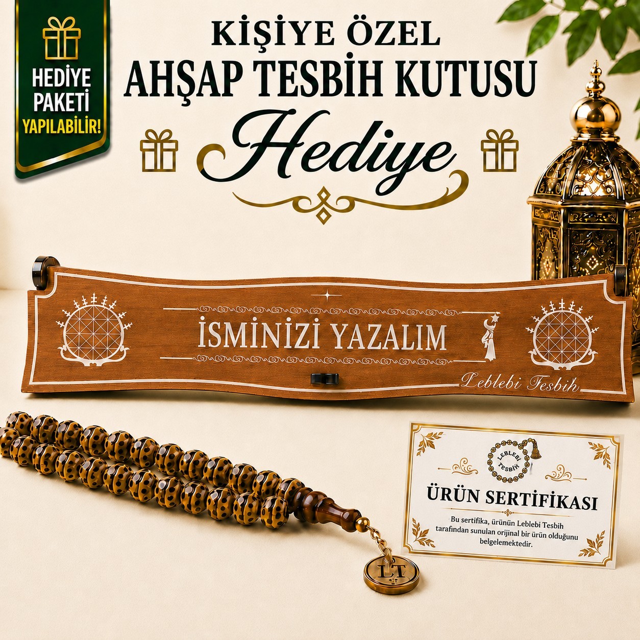 Karpuz Yarma Mine İşlemeli Pirinç Kafes Tesbih Lt1540 - Görsel 2